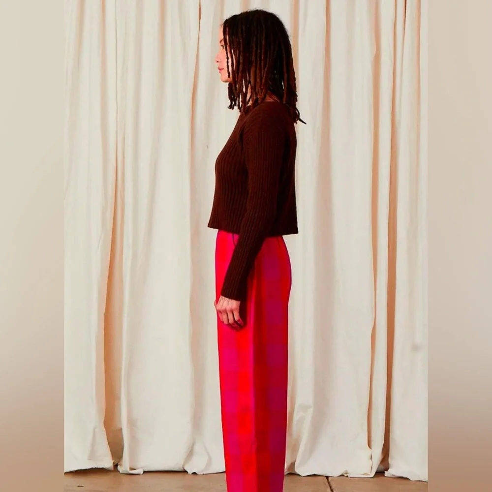 Ali Golden Merino Wool Ribbed Sweater - Chocolate - Picture 2 of 7